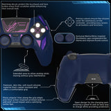 PlayVital Mecha Rhino Silicone Cover for PS5 Controller with Thumb Grips & Stickers, Anti-Slip Controller Grip Skin Accessories Compatible with PS5 Charging Station - Midnight Blue & Purple - HZAPFP005