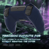 PlayVital Mecha Rhino Silicone Cover for PS5 Controller with Thumb Grips & Stickers, Anti-Slip Controller Grip Skin Accessories Compatible with PS5 Charging Station - Midnight Blue & Purple - HZAPFP005