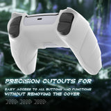 PlayVital Mecha Rhino Silicone Cover for PS5 Controller with Thumb Grips & Stickers, Anti-Slip Controller Grip Skin Accessories Compatible with PS5 Charging Station - White & Light Violet - HZAPFP003