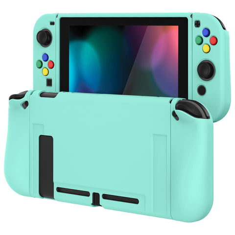 PlayVital Misty Green Protective Case for NS Switch, Soft TPU Slim Case Cover for NS Switch Joy-Con Console with Colorful ABXY Direction Button Caps - NTU6032G2