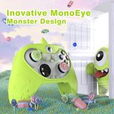 PlayVital MonoEye Monster Cute Silicone Cover for Xbox Series X/S Controller, Includes Joystick Caps and Stickers for Xbox Core Controller Anti-Slip Grip Case - Green - GTTX3P003