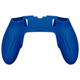 PlayVital Ninja Edition Anti-Slip Half-Covered Silicone Cover Skin for ps5 Edge Controller, Ergonomic Protector Soft Rubber Case for ps5 Edge Wireless Controller with Thumb Grip Caps - Blue - EYPFP008