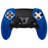 PlayVital Ninja Edition Anti-Slip Half-Covered Silicone Cover Skin for ps5 Edge Controller, Ergonomic Protector Soft Rubber Case for ps5 Edge Wireless Controller with Thumb Grip Caps - Blue - EYPFP008