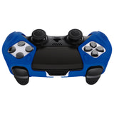 PlayVital Ninja Edition Anti-Slip Half-Covered Silicone Cover Skin for ps5 Edge Controller, Ergonomic Protector Soft Rubber Case for ps5 Edge Wireless Controller with Thumb Grip Caps - Blue - EYPFP008