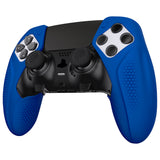 PlayVital Ninja Edition Anti-Slip Half-Covered Silicone Cover Skin for ps5 Edge Controller, Ergonomic Protector Soft Rubber Case for ps5 Edge Wireless Controller with Thumb Grip Caps - Blue - EYPFP008