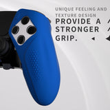 PlayVital Ninja Edition Anti-Slip Half-Covered Silicone Cover Skin for ps5 Edge Controller, Ergonomic Protector Soft Rubber Case for ps5 Edge Wireless Controller with Thumb Grip Caps - Blue - EYPFP008