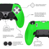 PlayVital Ninja Edition Anti-Slip Half-Covered Silicone Cover Skin for ps5 Edge Controller, Ergonomic Protector Soft Rubber Case for ps5 Edge Wireless Controller with Thumb Grip Caps - Green - EYPFP009