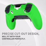 PlayVital Ninja Edition Anti-Slip Half-Covered Silicone Cover Skin for ps5 Edge Controller, Ergonomic Protector Soft Rubber Case for ps5 Edge Wireless Controller with Thumb Grip Caps - Green - EYPFP009