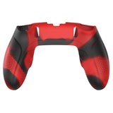 PlayVital Ninja Edition Anti-Slip Half-Covered Silicone Cover Skin for ps5 Edge Controller, Ergonomic Protector Soft Rubber Case for ps5 Edge Wireless Controller with Thumb Grip Caps - Red & Black - EYPFP016