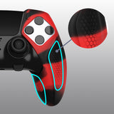 PlayVital Ninja Edition Anti-Slip Half-Covered Silicone Cover Skin for ps5 Edge Controller, Ergonomic Protector Soft Rubber Case for ps5 Edge Wireless Controller with Thumb Grip Caps - Red & Black - EYPFP016