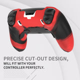 PlayVital Ninja Edition Anti-Slip Half-Covered Silicone Cover Skin for ps5 Edge Controller, Ergonomic Protector Soft Rubber Case for ps5 Edge Wireless Controller with Thumb Grip Caps - Red & Black - EYPFP016