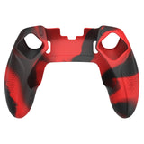 PlayVital Ninja Edition Anti-Slip Half-Covered Silicone Cover Skin for ps5 Edge Controller, Ergonomic Protector Soft Rubber Case for ps5 Edge Wireless Controller with Thumb Grip Caps - Red & Black - EYPFP016