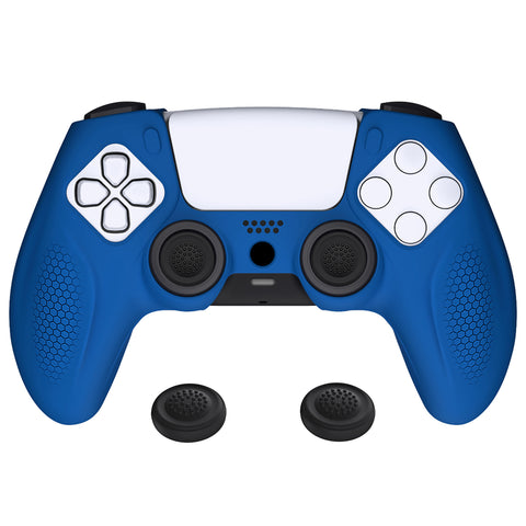PlayVital Ninja Edition Anti-Slip Silicone Cover Skin for ps5 Wireless Controller, Ergonomic Protector Soft Rubber Case for ps5 Controller Fits with Charging Station with Thumb Grip Caps - Blue - MQRPFP005