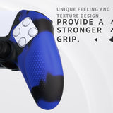 PlayVital Ninja Edition Anti-Slip Silicone Cover Skin for ps5 Wireless Controller, Ergonomic Protector Soft Rubber Case for ps5 Controller Fits with Charging Station with Thumb Grip Caps - Blue & Black - MQRPFP008