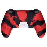 PlayVital Ninja Edition Anti-Slip Silicone Cover Skin for ps5 Wireless Controller, Ergonomic Protector Soft Rubber Case for ps5 Controller Fits with Charging Station with Thumb Grip Caps - Red & Black - MQRPFP007