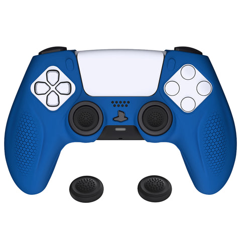 PlayVital Ninja Edition Anti-Slip Silicone Cover Skin for ps5 Wireless Controller, Ergonomic Protector Soft Rubber Case for ps5 Controller Fits with Charging Station with Thumb Grip Caps - Blue - MQRPFP005