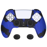 PlayVital Ninja Edition Anti-Slip Silicone Cover Skin for ps5 Wireless Controller, Ergonomic Protector Soft Rubber Case for ps5 Controller Fits with Charging Station with Thumb Grip Caps - Blue & Black - MQRPFP008