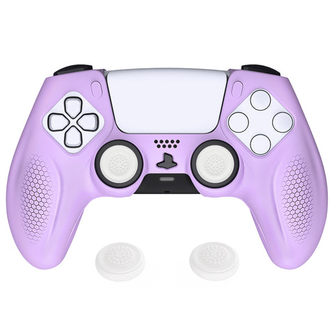 PlayVital Ninja Edition Anti-Slip Silicone Cover Skin for ps5 Wireless Controller, Ergonomic Protector Soft Rubber Case for ps5 Controller Fits with Charging Station with Thumb Grip Caps - Mauve Purple - MQRPFP004