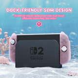 PlayVital Ocean Whisper Series Protective Case for Nintendo Switch 2, Kawaii  Dockable Hard Shell Case + Silicone Grips for Switch 2 with Thumb Grips & Sticker, Shockproof Protection Cover - Peach Pink - YPLNTP002