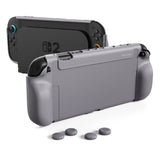 PlayVital PURE Protective Case for Nintendo Switch 2 - Dockable Shockproof TPU Cover with 4 Thumb Grips | Ergonomic Grip Design & Anti-Slip Protection - New Hope Gray - JKUNTM003