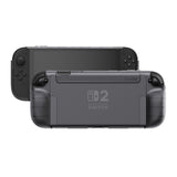 PlayVital PURE Grip Case for Nintendo Switch 2 – Shockproof TPU Cover Ergonomic Anti-Slip Grips Design & Thumbstick Caps - Clear Black - JKUNTM002M2