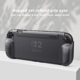 PlayVital PURE Grip Case for Nintendo Switch 2 – Shockproof TPU Cover Ergonomic Anti-Slip Grips Design & Thumbstick Caps - Clear Black - JKUNTM002M2
