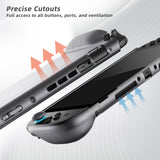 PlayVital PURE Grip Case for Nintendo Switch 2 – Shockproof TPU Cover Ergonomic Anti-Slip Grips Design & Thumbstick Caps - Clear Black - JKUNTM002M2