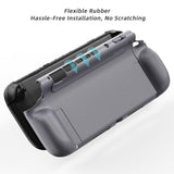 PlayVital PURE Grip Case for Nintendo Switch 2 – Shockproof TPU Cover Ergonomic Anti-Slip Grips Design & Thumbstick Caps - New Hope Gray - JKUNTM003M2
