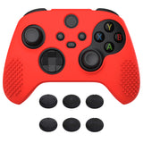 PlayVital Passion Red 3D Studded Edition Anti-slip Silicone Cover Skin for Xbox Series X/S Controller, Rubber Case Protector for Xbox Series X/S Controller with 6 Black Thumb Grip Caps - SDX3014