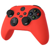 PlayVital Passion Red Pure Series Anti-Slip Silicone Cover Skin for Xbox Series X Controller, Soft Rubber Case Protector for Xbox Series S Controller with Black Thumb Grip Caps - BLX3012