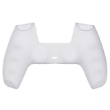 PlayVital Transparent Clear White Pure Series Anti-Slip Silicone Cover Skin for PS 5 Controller, Soft Rubber Case for PS5 Controller with Clear White Thumb Grip Caps - KOPF016