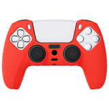 PlayVital Passion Red Pure Series Anti-Slip Silicone Cover Skin for PS 5 Controller, Soft Rubber Case for PS5 Controller with Black Thumb Grip Caps - KOPF017