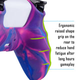 PlayVital Tri-Color Pink & Purple & Blue Camouflage Anti-Slip Silicone Cover Skin for Playstation 5 Controller, Soft Rubber Case for PS5 Controller with Black Thumb Grip Caps - KOPF015