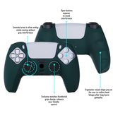 PlayVital Racing Green Pure Series Anti-Slip Silicone Cover Skin for Playstation 5 Controller, Soft Rubber Case for PS5 Controller with Black Thumb Grip Caps - KOPF004