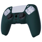 PlayVital Racing Green Pure Series Anti-Slip Silicone Cover Skin for Playstation 5 Controller, Soft Rubber Case for PS5 Controller with Black Thumb Grip Caps - KOPF004
