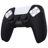 PlayVital Pure Series Dockable Model Anti-Slip Silicone Cover Skin for ps5 Controller, Soft Rubber Grip Case for ps5 Wireless Controller Fits with Charging Station with 6 Thumb Grip Caps - Black - EKPFP001