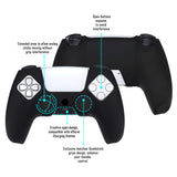 PlayVital Pure Series Dockable Model Anti-Slip Silicone Cover Skin for ps5 Controller, Soft Rubber Grip Case for ps5 Wireless Controller Fits with Charging Station with 6 Thumb Grip Caps - Black - EKPFP001
