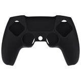 PlayVital Pure Series Dockable Model Anti-Slip Silicone Cover Skin for ps5 Controller, Soft Rubber Grip Case for ps5 Wireless Controller Fits with Charging Station with 6 Thumb Grip Caps - Black - EKPFP001