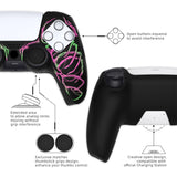 PlayVital Pure Series Carving Skull Pink & Green Dockable Model Anti-Slip Silicone Cover Skin with 6 Thumb Grip Caps for ps5 Controller Fits with Charging Station - EKPFL001