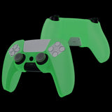 PlayVital Pure Series Dockable Model Anti-Slip Silicone Cover Skin for ps5 Controller, Soft Rubber Grip Case for ps5 Wireless Controller Fits with Charging Station with 6 Thumb Grip Caps - Glow in Dark - Green - EKPFP004