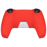 PlayVital Pure Series Dockable Model Anti-Slip Silicone Cover Skin for ps5 Controller, Soft Rubber Grip Case for ps5 Wireless Controller Fits with Charging Station with 6 Thumb Grip Caps - Passion Red - EKPFP005