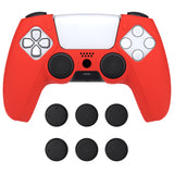 PlayVital Pure Series Dockable Model Anti-Slip Silicone Cover Skin for ps5 Controller, Soft Rubber Grip Case for ps5 Wireless Controller Fits with Charging Station with 6 Thumb Grip Caps - Passion Red - EKPFP005