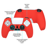 PlayVital Pure Series Dockable Model Anti-Slip Silicone Cover Skin for ps5 Controller, Soft Rubber Grip Case for ps5 Wireless Controller Fits with Charging Station with 6 Thumb Grip Caps - Passion Red - EKPFP005
