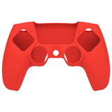 PlayVital Pure Series Dockable Model Anti-Slip Silicone Cover Skin for ps5 Controller, Soft Rubber Grip Case for ps5 Wireless Controller Fits with Charging Station with 6 Thumb Grip Caps - Passion Red - EKPFP005