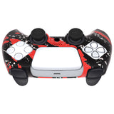 PlayVital Pure Series Red Splash Dockable Model Anti-Slip Silicone Cover Skin with 6 Thumb Grip Caps for ps5 Controller Fits with Charging Station - EKPFS003