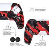 PlayVital Pure Series Red Splash Dockable Model Anti-Slip Silicone Cover Skin with 6 Thumb Grip Caps for ps5 Controller Fits with Charging Station - EKPFS003