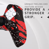 PlayVital Pure Series Red Splash Dockable Model Anti-Slip Silicone Cover Skin with 6 Thumb Grip Caps for ps5 Controller Fits with Charging Station - EKPFS003