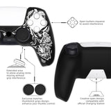 PlayVital Pure Series Samurai Prajna (White) Dockable Model Anti-Slip Silicone Cover Skin with 6 Thumb Grip Caps for ps5 Controller Fits with Charging Station - EKPFL004
