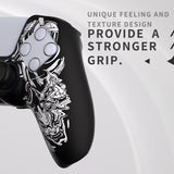 PlayVital Pure Series Samurai Prajna (White) Dockable Model Anti-Slip Silicone Cover Skin with 6 Thumb Grip Caps for ps5 Controller Fits with Charging Station - EKPFL004