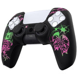 PlayVital Pure Series Sin Source Pink & Green Dockable Model Anti-Slip Silicone Cover Skin with 6 Thumb Grip Caps for ps5 Controller Fits with Charging Station - EKPFL003